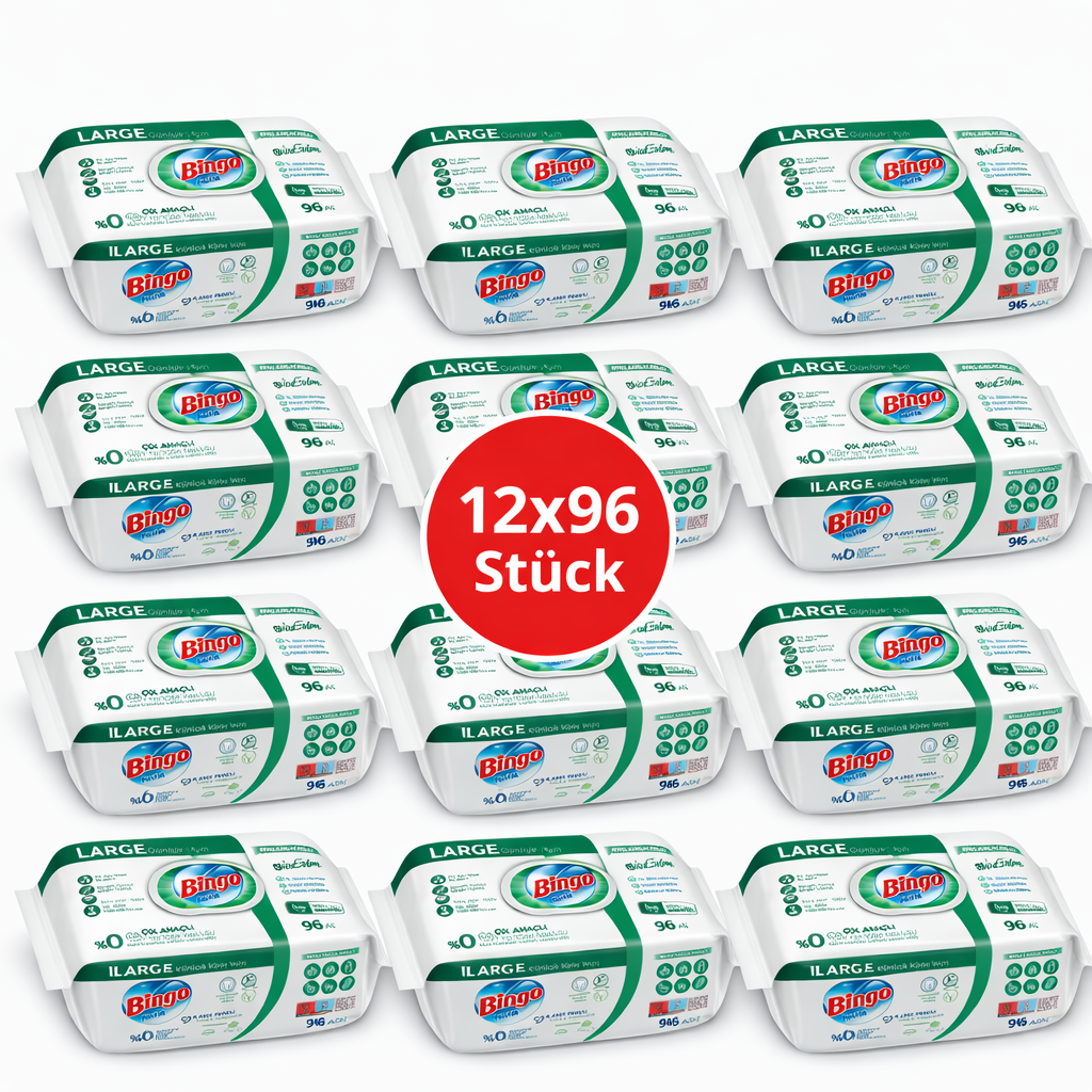 Bingo Feuchttücher Grün 12x96 Blatt – Frische Brise – Großpackung Reinigungstücher