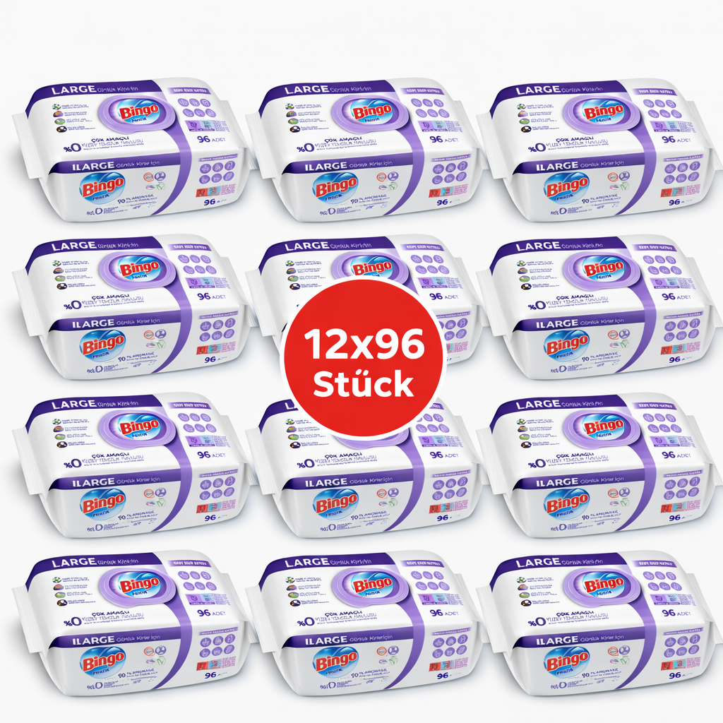 Bingo Feuchttücher Lavendel 12x96 Blatt – Großpackung