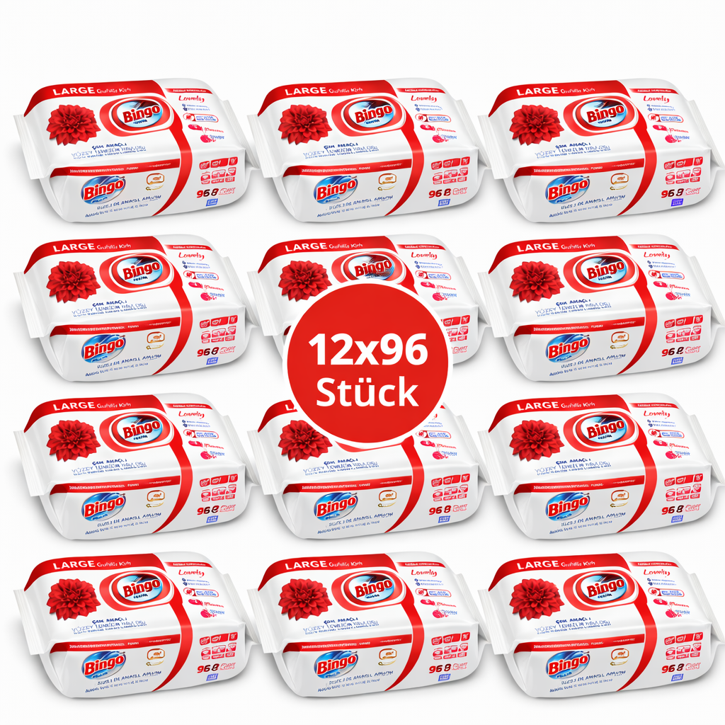 Bingo Feuchttücher Lovely 12x96 Blatt – Großpackung – Reinigungstücher