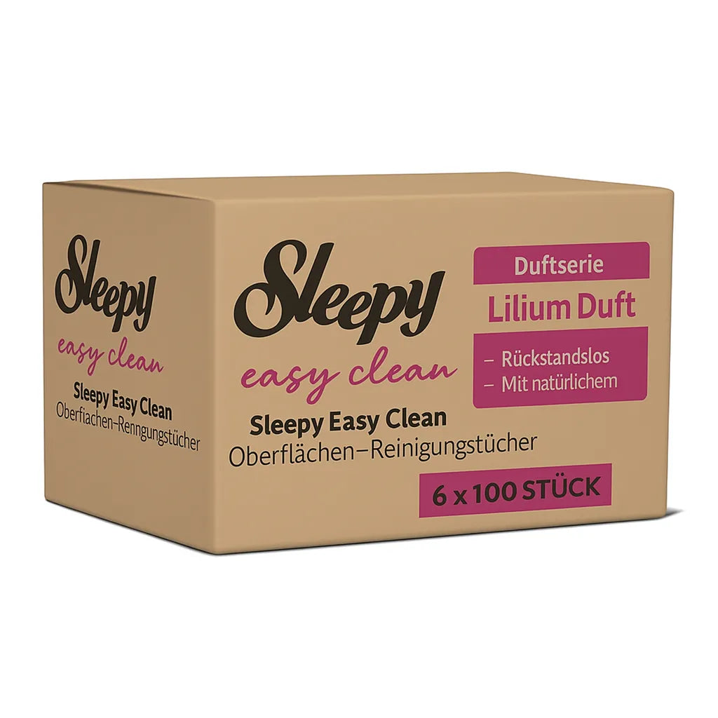 Sleepy Reinigungstücher Rosa – Lilienbouquet-Duft – 6x100 Tücher (600 Blatt) – Feuchte Oberflächenreinigungstücher für den täglichen Einsatz in Haushalt, Küche & Bad
