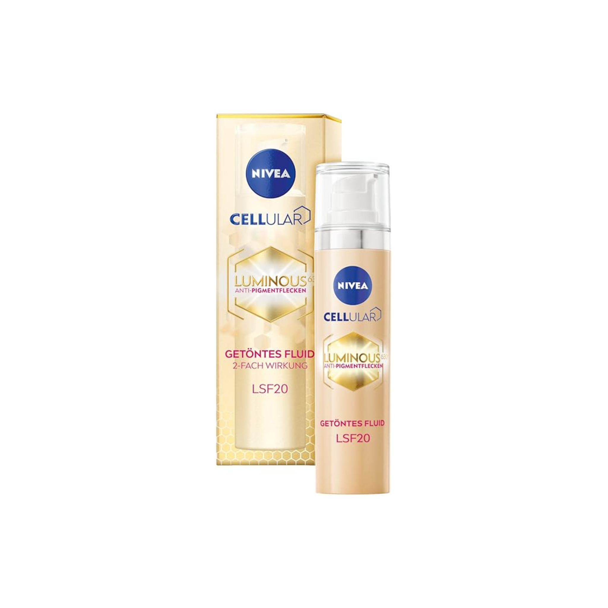 NIVEA Cellular Luminous 630 Anti-Pigmentflecken Getöntes Fluid LSF20 (40 ml), Gesichtspflege gegen Pigmentflecken und Altersflecken, feuchtigkeitsspendendes Fluid mit Hyaluron