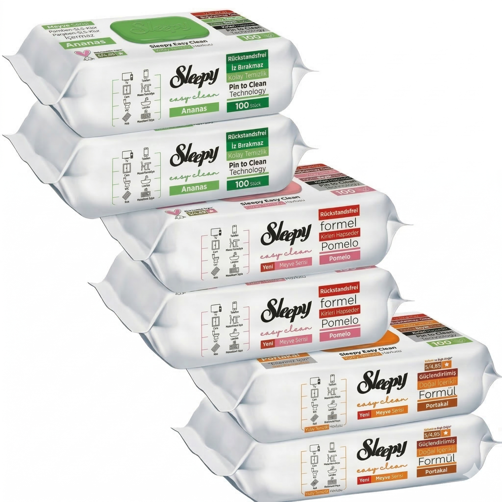 Sleepy Easy Clean MIXSET Neue Sorten Früchte 6x100