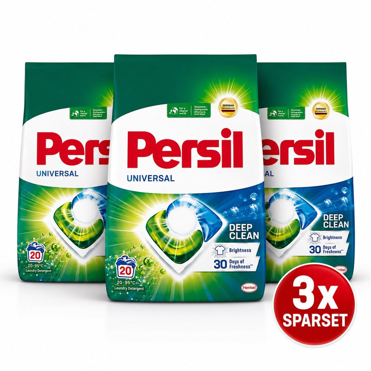 Persil Universal Waschpulver 1100 g 3er Sparset – 3,3 kg Waschmittel Vorrat