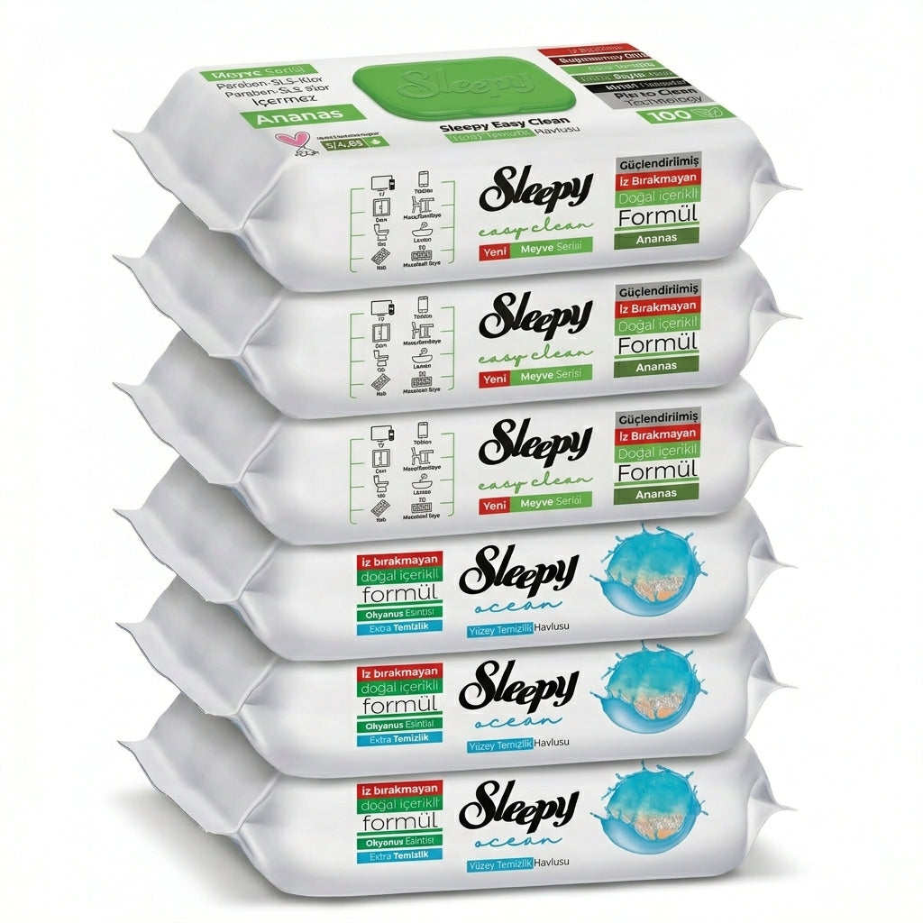 Sleepy Easy Clean Oberflächenreinigungstücher – 3x100 Ocean + 3x100 White Soap | ohne Schrubben