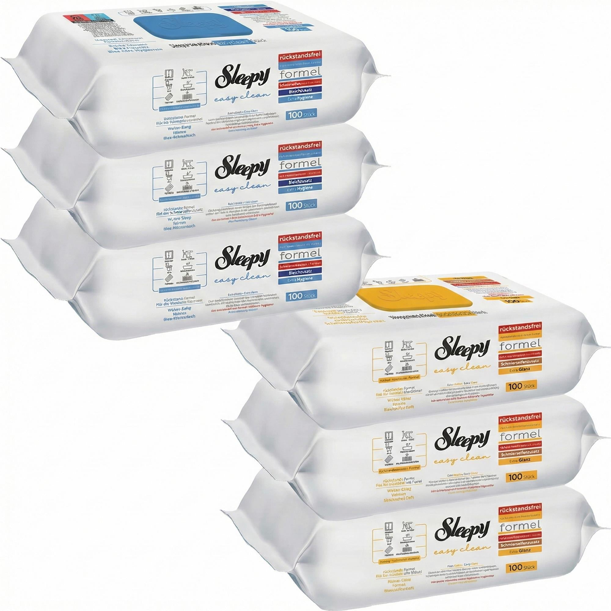 Sleepy Easy Clean Feuchttücher 3x Blau + 3x Gelb