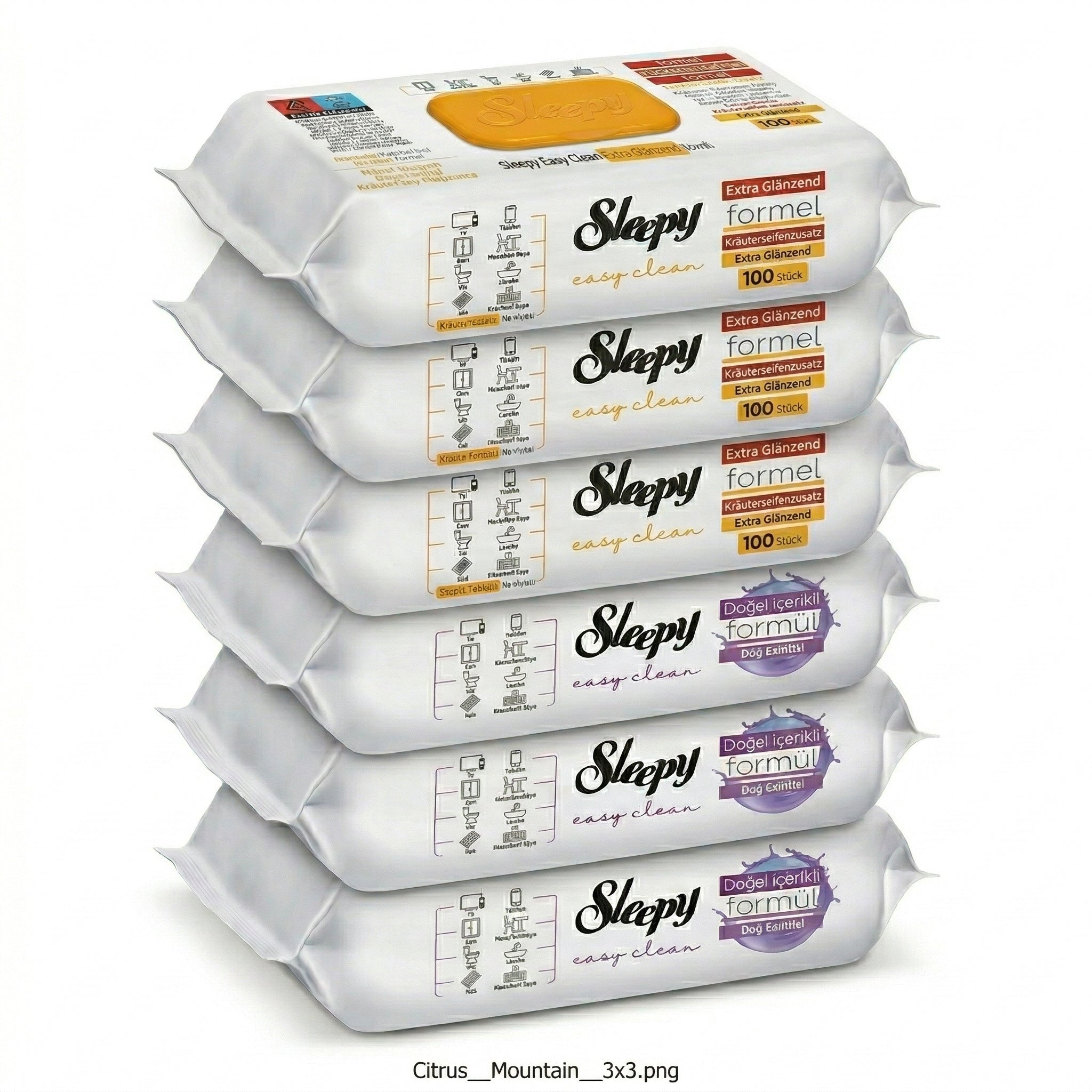 Sleepy Easy Clean Oberflächenreinigungstücher – 3x100 Gelb + 3x100 Montain | Wischpflege