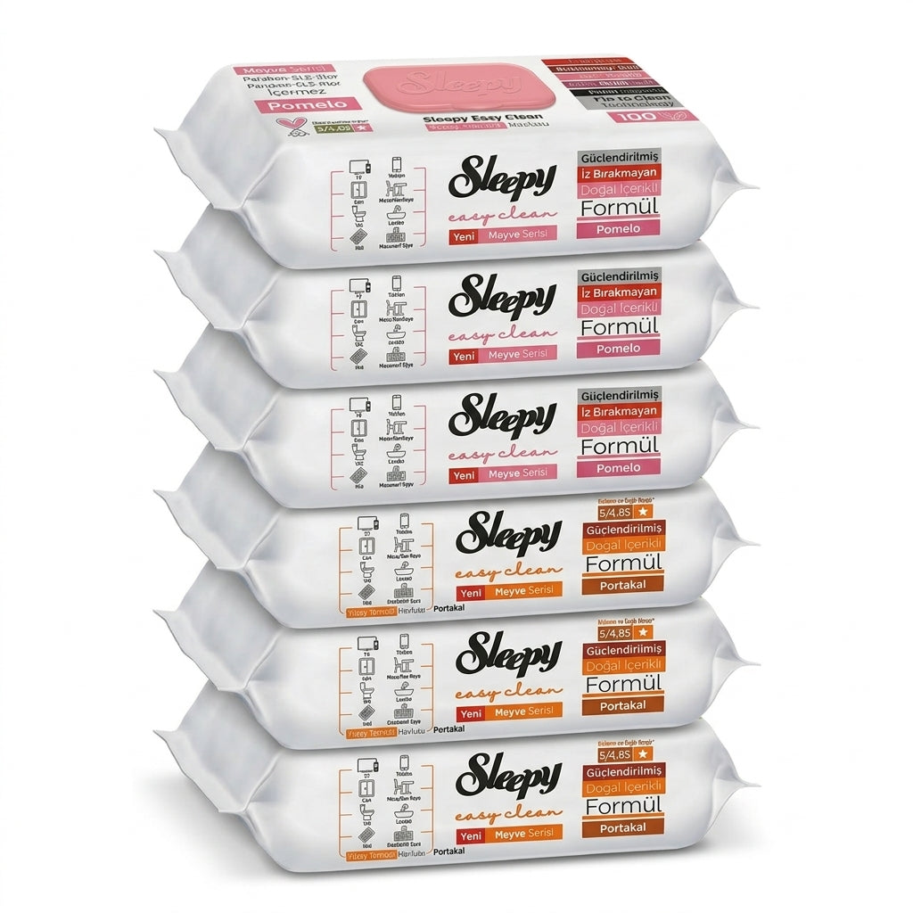 Sleepy Easy Clean Oberflächenreinigungstücher – 3x100 Pomelo + 3x100 Orange | Haushaltswaren