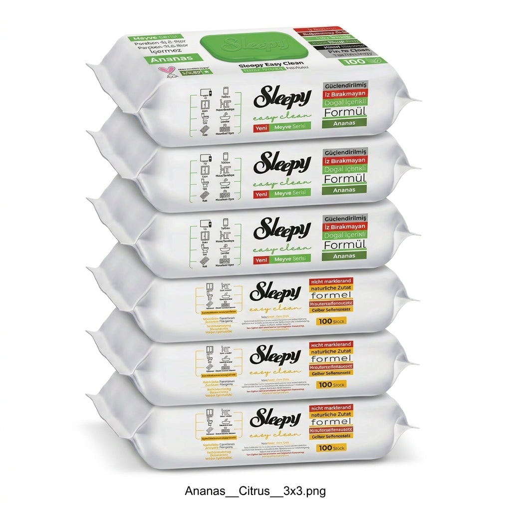 Sleepy Easy Clean Oberflächenreinigungstücher – 3x100 Gelb + 3x100 Anannas | Staubmagnet