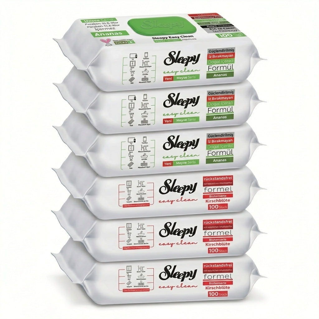 Sleepy Easy Clean Oberflächenreinigungstücher – 3x100 Kirsche + 3x100 Anannas | Gastro Bedarf