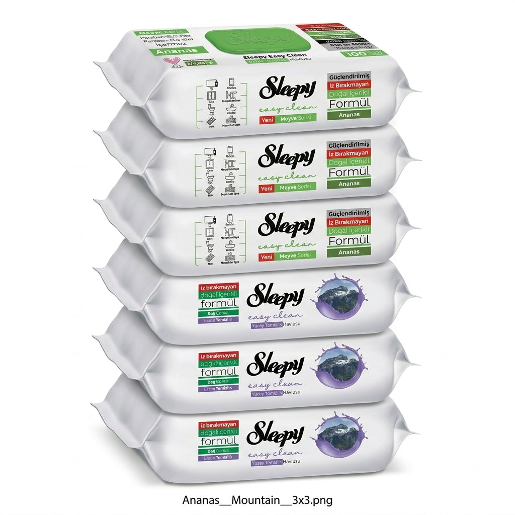 Sleepy Easy Clean Oberflächenreinigungstücher – 3x100 Montain + 3x100 White Soap | effektive Flecklöser