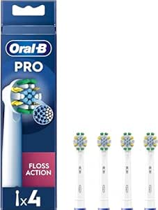Oral-B Pro Floss Action Aufsteckbürste für elektrische Zahnbürste, X-Form und Interdentalborsten für tiefere Plaque-Entfernung, 4 Stück Zahnbürstenköpfe, Weiß