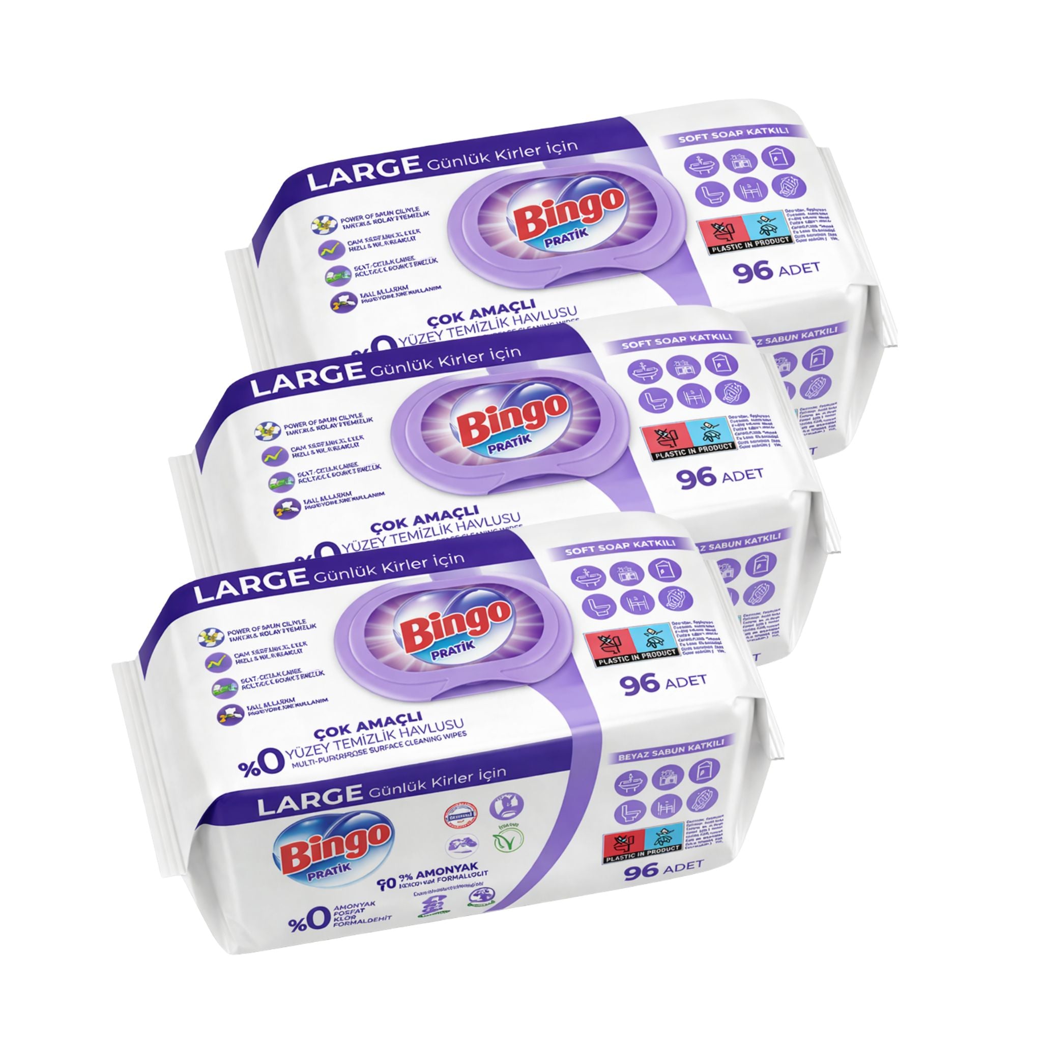 Bingo 3x96 Blatt – Mehrzweck Reinigungstücher – Große Oberfläche