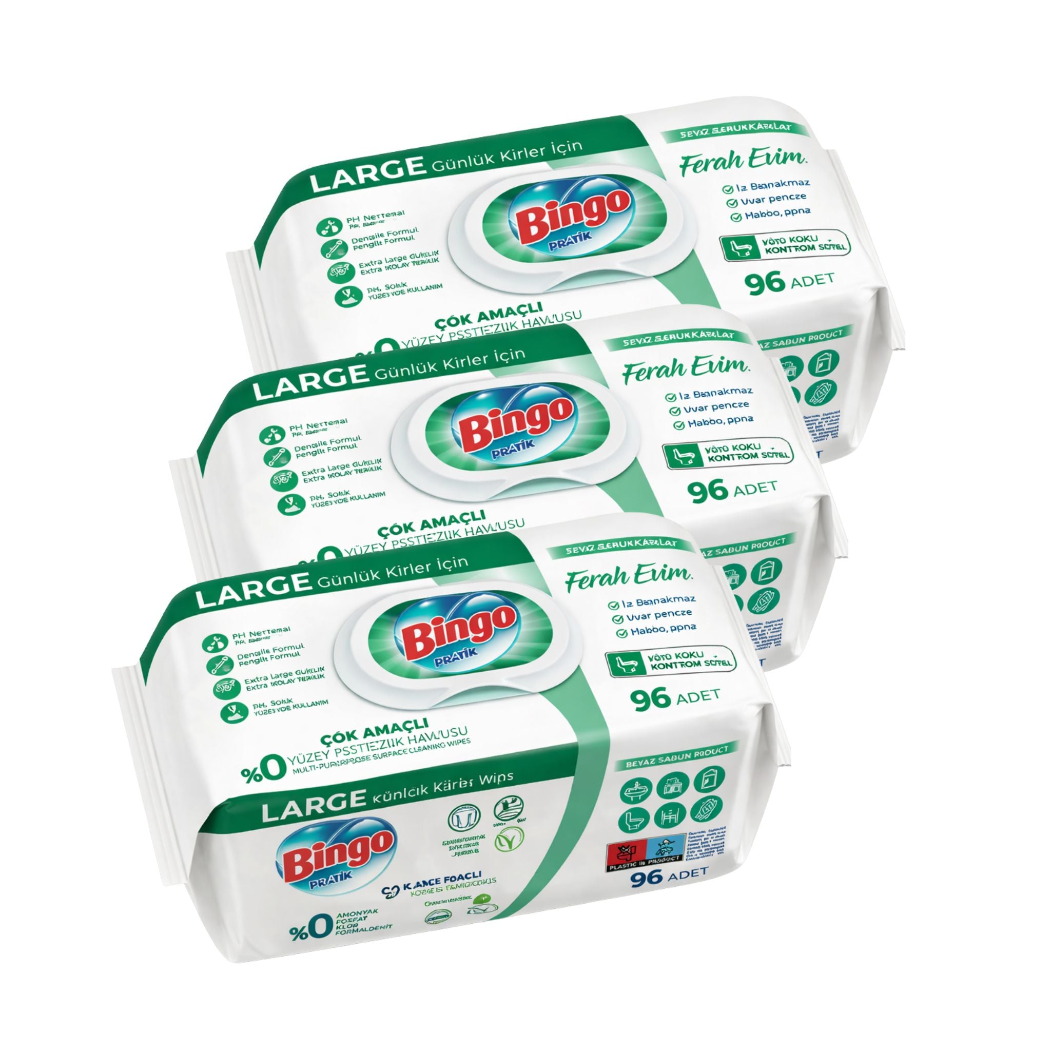 Bingo 3x96 Blatt – Mehrzweck Reinigungstücher – Große Oberfläche