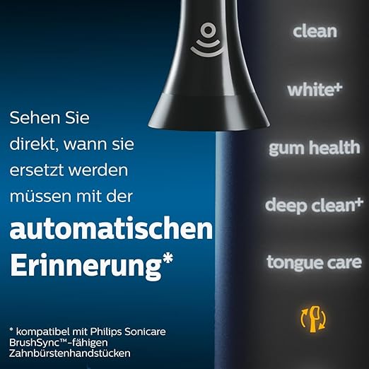 Philips Sonicare W2 Optimal White Standard Bürstenköpfe für Schallzahnbürsten 4er-Pack, in Schwarz (Modell HX6064/11)