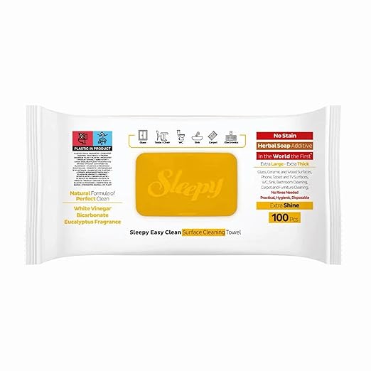 Sleepy Easy Clean Reinigungstücher mit Kräuterseifenzusatz – 6x100 Tücher (600 Blatt), Eukalyptusduft – Oberflächen-Putztücher für Küche, Bad & Haushalt