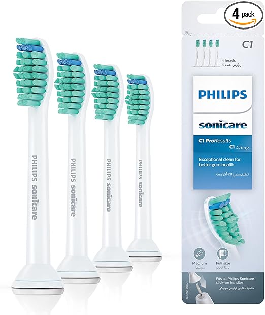 Philips Sonicare ProResults Standard Schallzahnbürstenköpfe - 4er-Pack in Weiß (Modell HX6014/07)