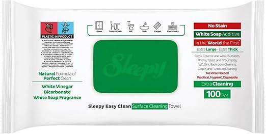Sleepy Easy Clean Reinigungstücher Grün – Seifenduft – 6x100 Tücher (600 Blatt) – Oberflächenreinigung mit Farbkraft & Frische – starke Putztücher für Küche, Bad & Haushalt