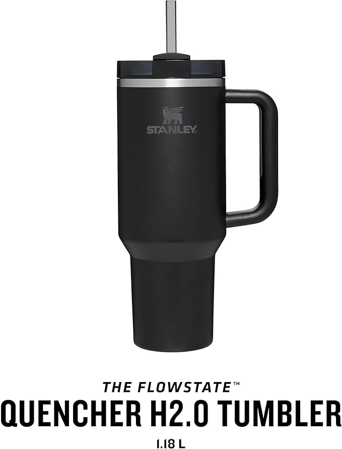 Stanley Quencher H2.0 1.2L Black – Thermobecher mit Strohhalm, Edelstahl