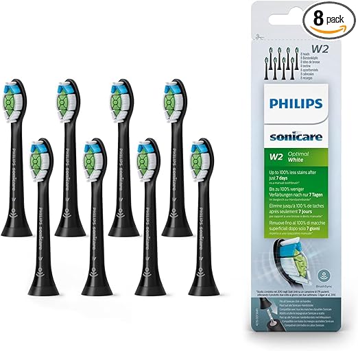 Philips Sonicare W2 Optimal White Standard Schallzahnbürstenköpfe - 8er-Pack in Schwarz (Modell HX6068/13)