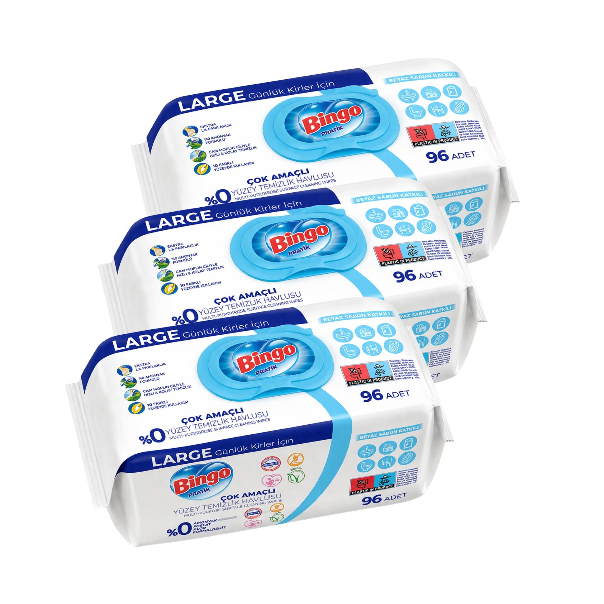 Bingo 3x96 Blatt – Mehrzweck Reinigungstücher – Große Oberfläche