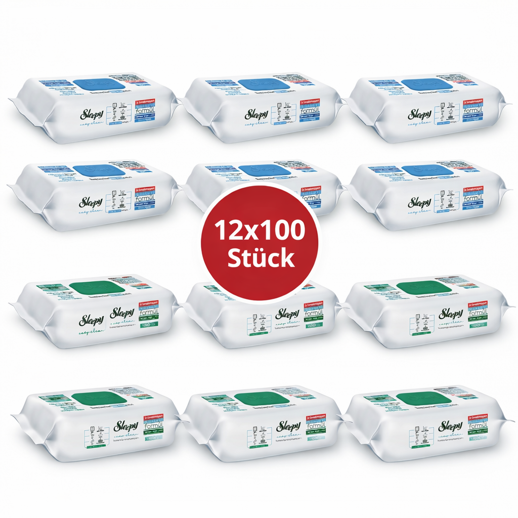 Sleepy Easy Clean Oberflächenreinigungstücher – 6x100 Blau + 6x100 White Soap | Großverbraucher