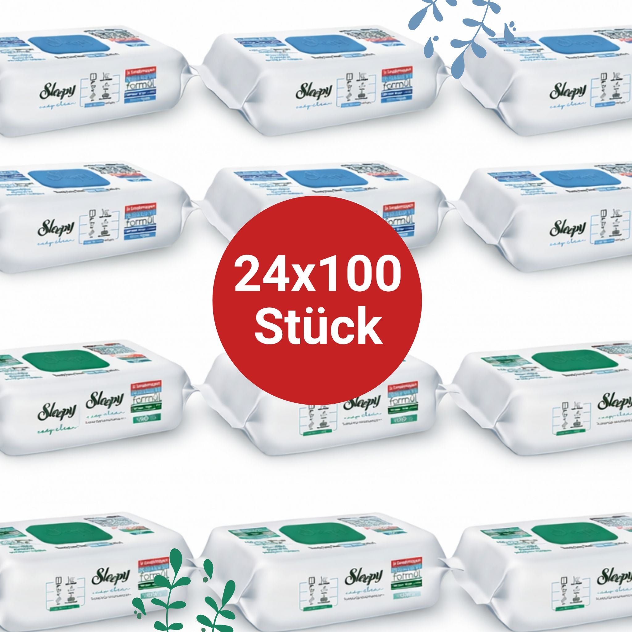 Sleepy Easy Clean Oberflächenreinigungstücher – 12x100 Blau + 12x100 White Soap | Großverbraucher