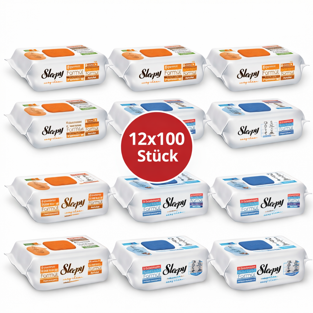 Sleepy Easy Clean Oberflächenreinigungstücher – 6x100 Orange + 6x100 Blau | Streifenfreie Fenster