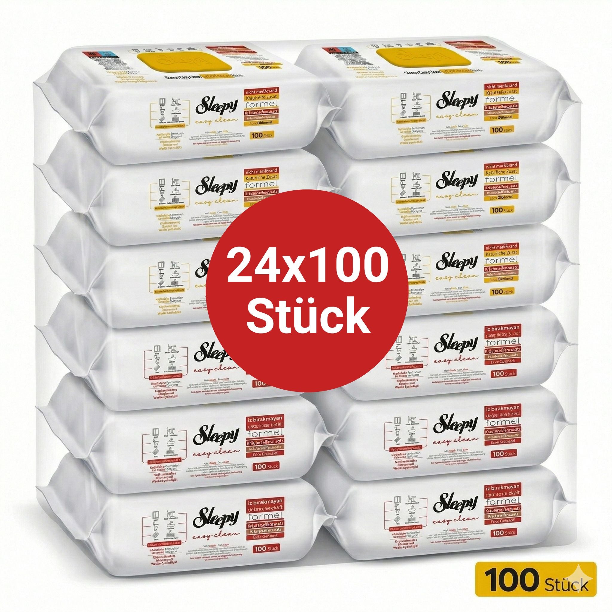 Sleepy Easy Clean Oberflächenreinigungstücher – 12x100 Gelb + 12x100 Kirsche | Hochglanzfronten