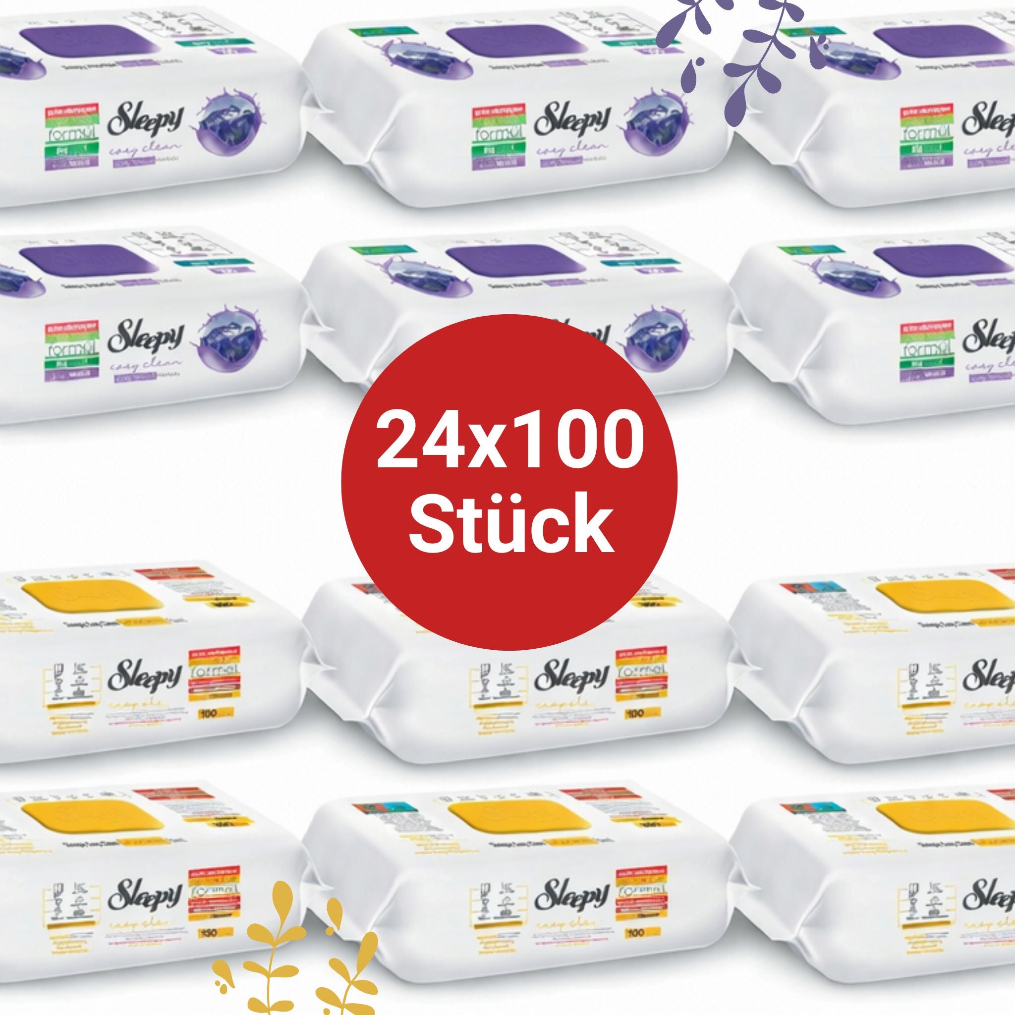 Sleepy Easy Clean Oberflächenreinigungstücher – 12x100 Gelb + 12x100 Montain | Schreibtisch Reinigung