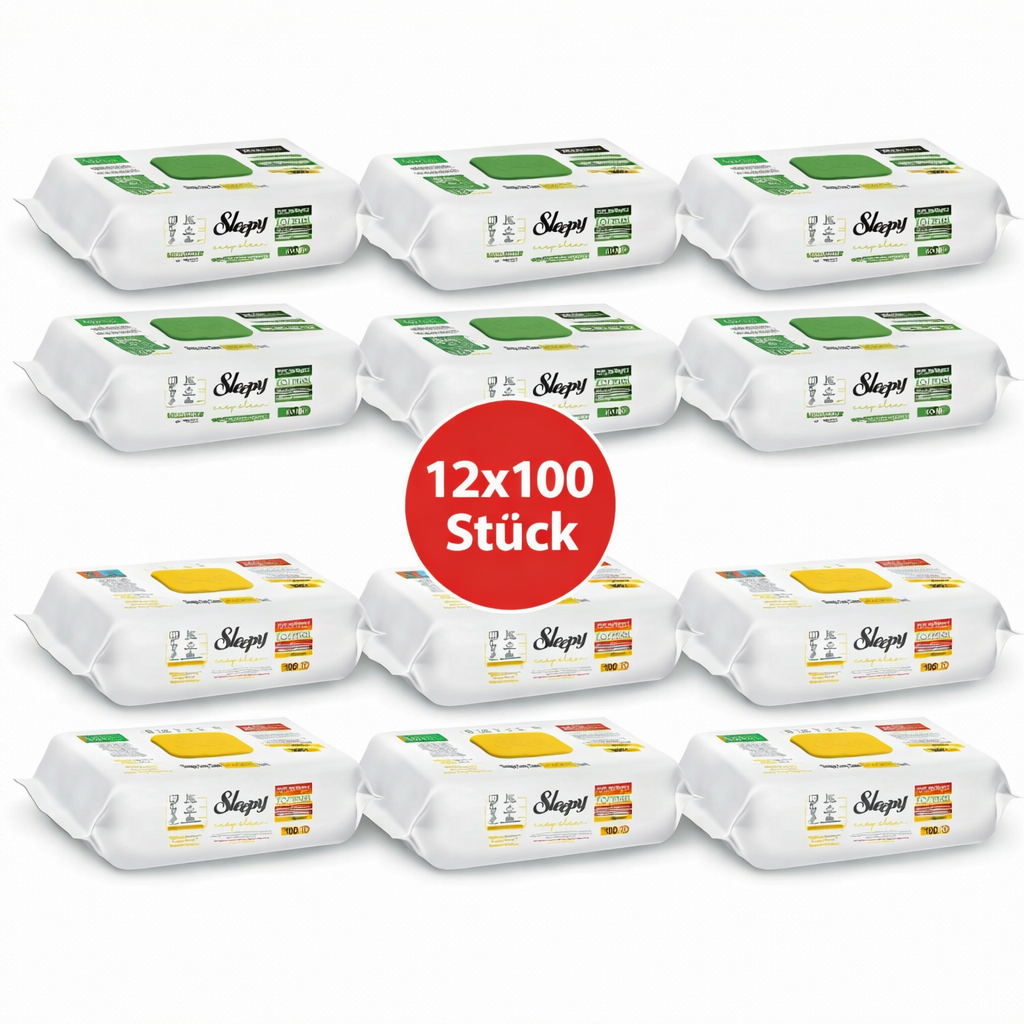 Sleepy Easy Clean Oberflächenreinigungstücher – 6x100 Gelb + 6x100 Anannas | Frischekick Haushalt