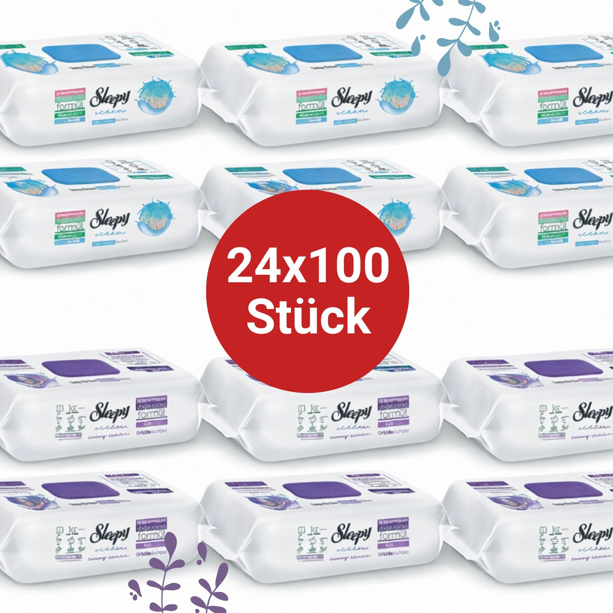 Sleepy Easy Clean Oberflächenreinigungstücher – 12x100 Orchidee + 12x100 Ocean | Hochglanzfronten