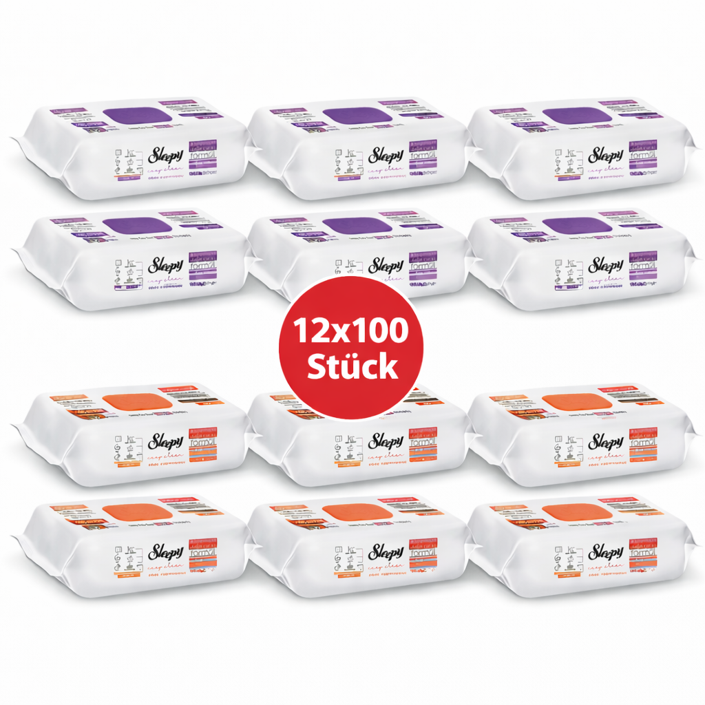 Sleepy Easy Clean Oberflächenreinigungstücher – 6x100 Orchidee + 6x100 Orange | Schreibtisch Reinigung