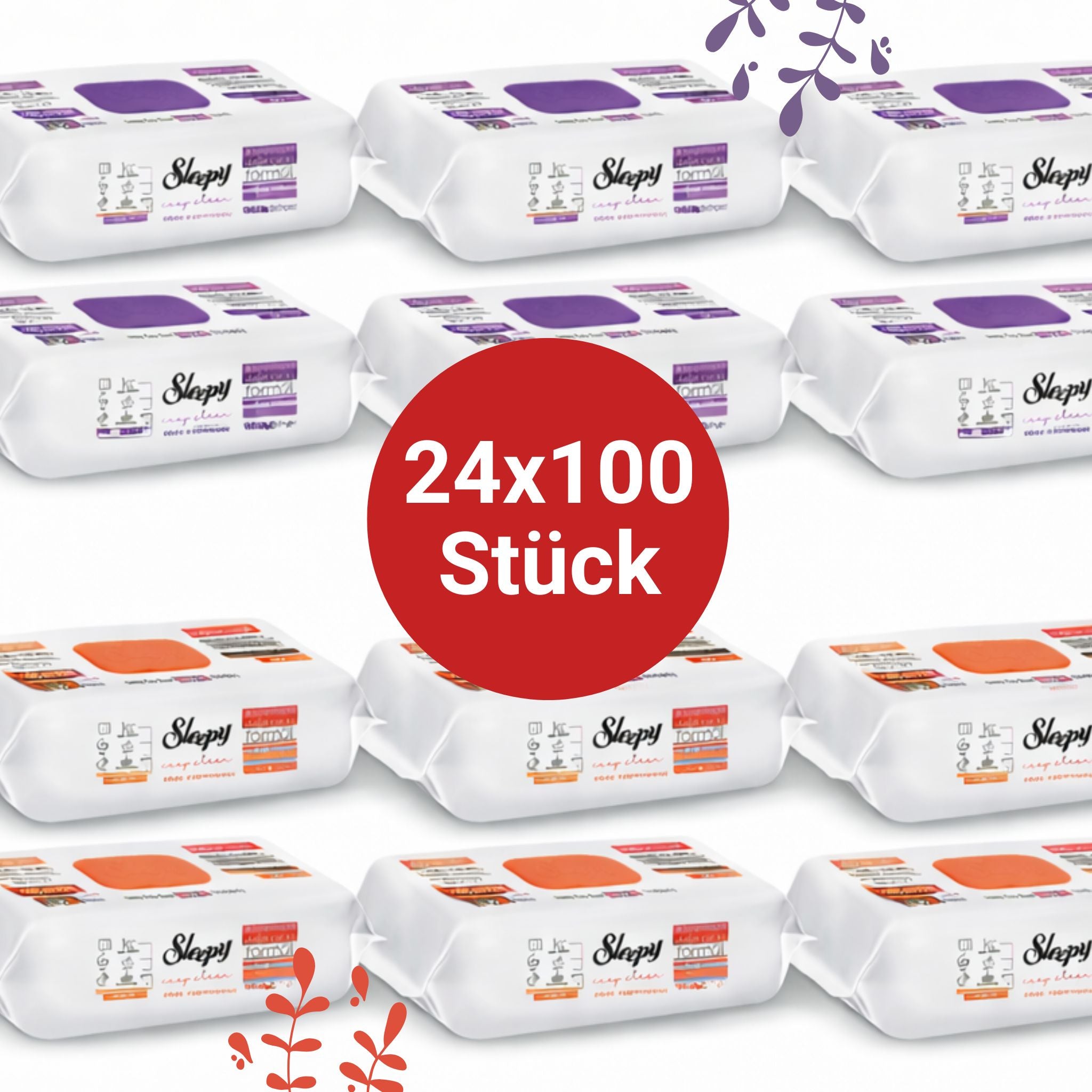 Sleepy Easy Clean Oberflächenreinigungstücher – 12x100 Orchidee + 12x100 Orange | Schreibtisch Reinigung