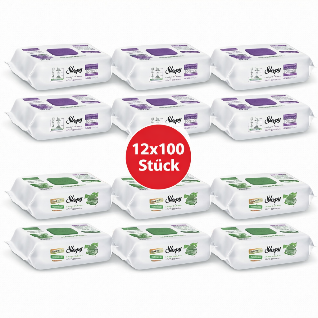 Sleepy Easy Clean Oberflächenreinigungstücher – 6x100 Orchidee + 6x100 Pine | Büro Reinigung