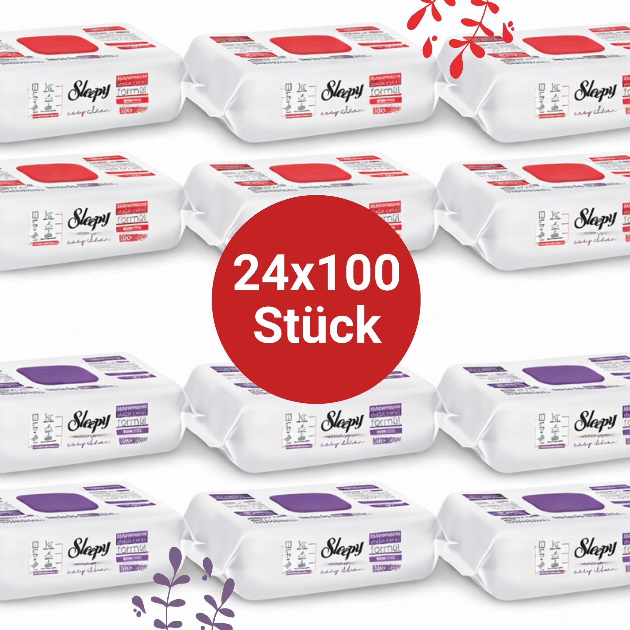 Sleepy Easy Clean Oberflächenreinigungstücher – 12x100 Kirsche + 12x100 Orchidee | Strahlende Sauberkeit