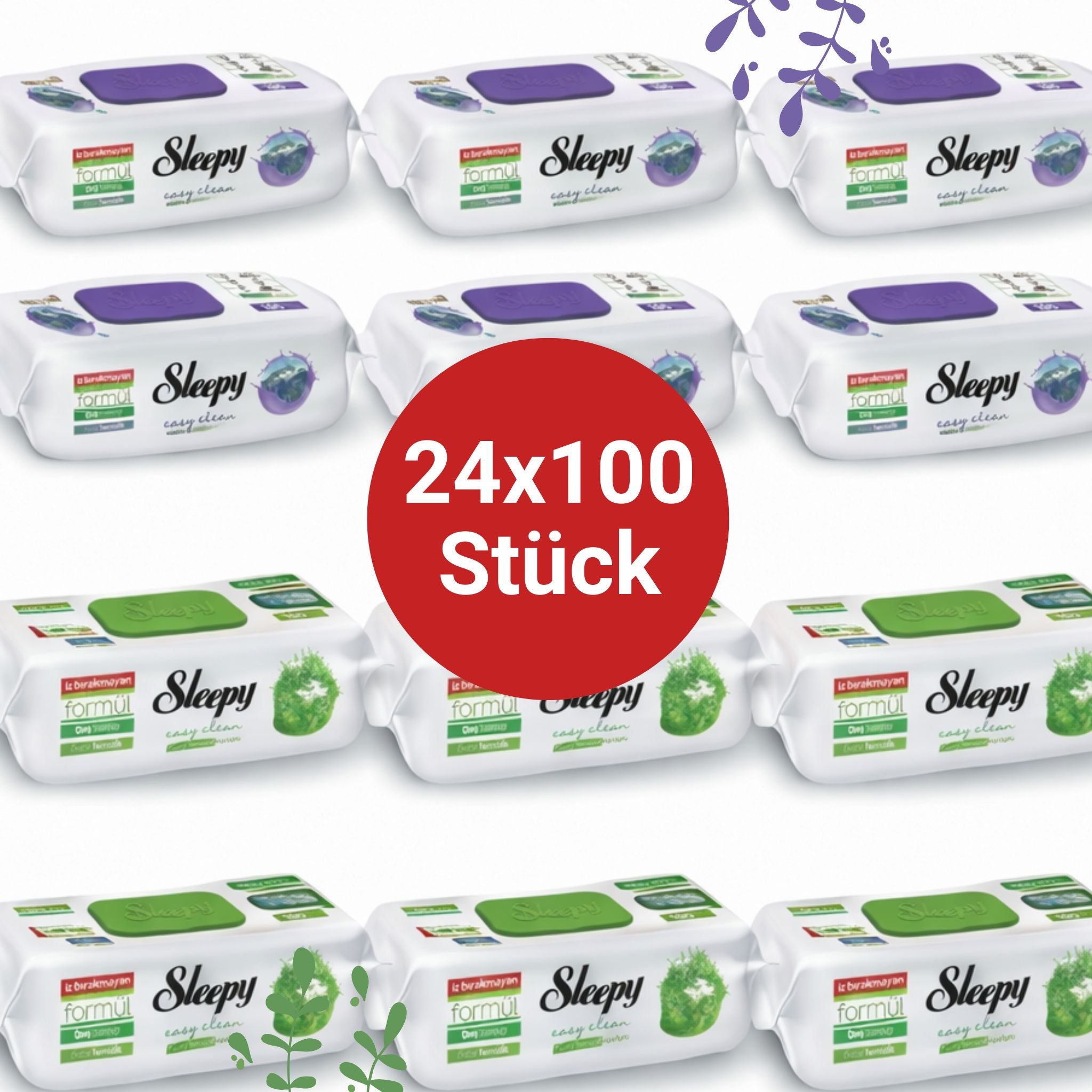 Sleepy Easy Clean Oberflächenreinigungstücher – 12x100 Montain + 12x100 Pine | Arbeitsplatte reinigen