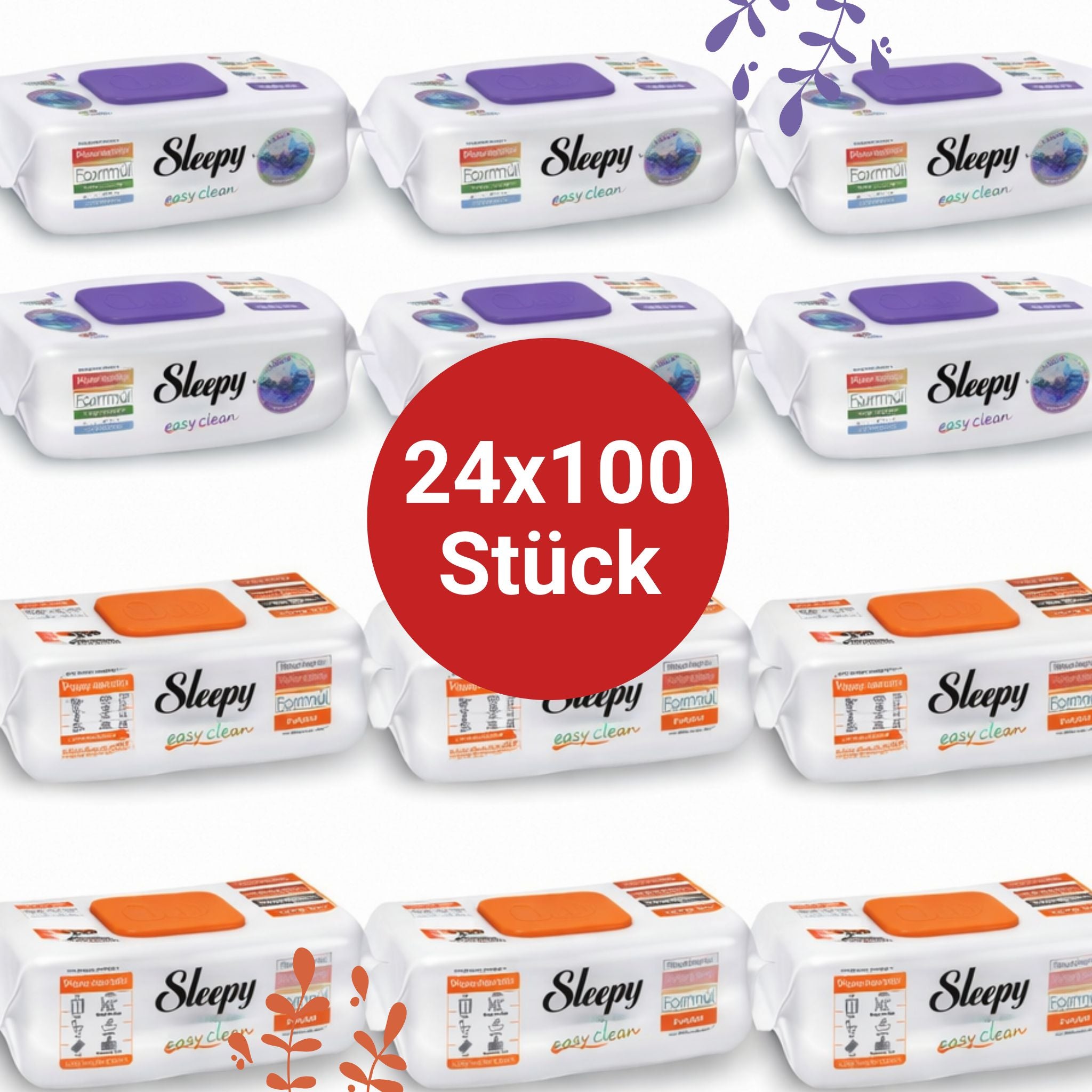 Sleepy Easy Clean Oberflächenreinigungstücher – 12x100 Montain + 12x100 Orange | Haushaltswaren