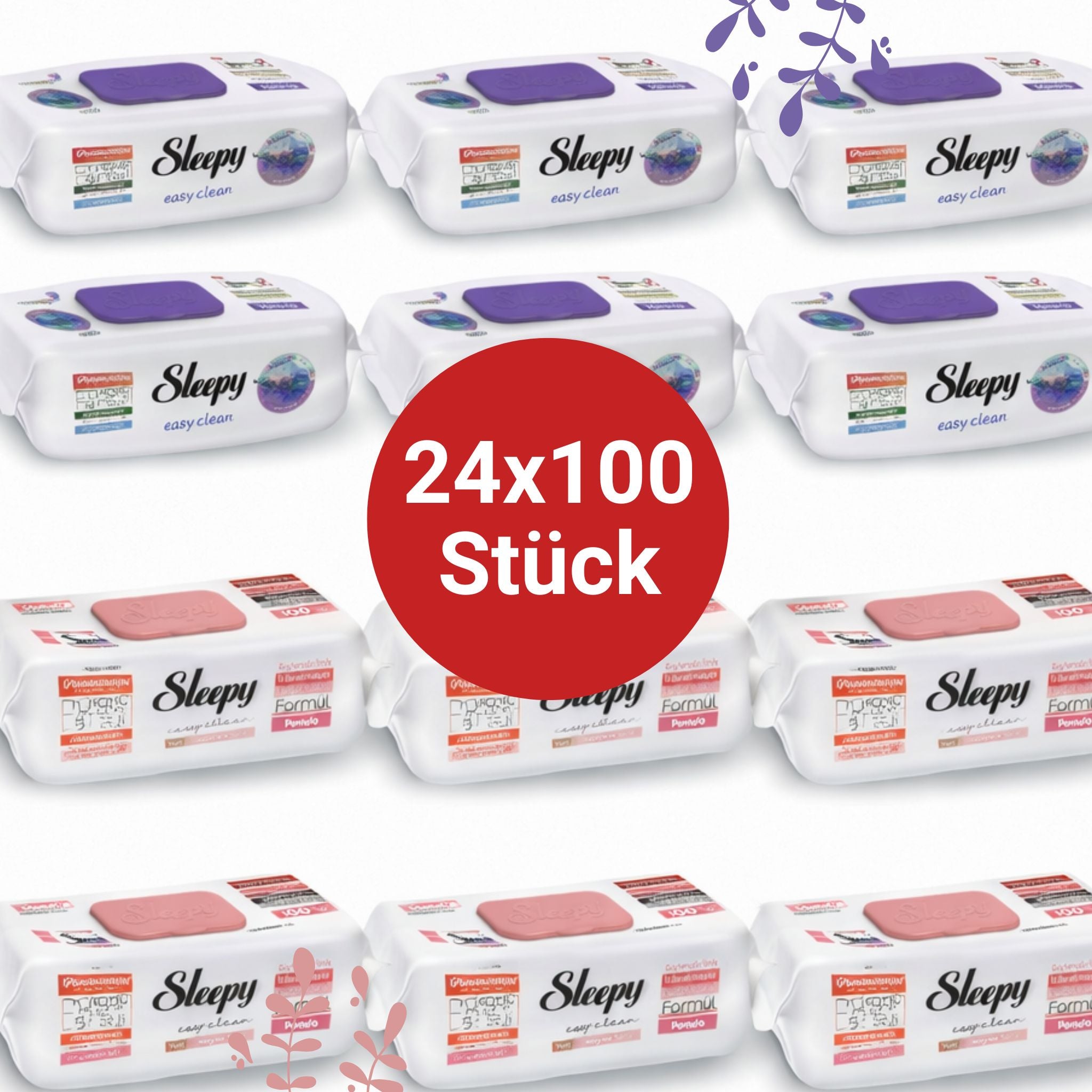 Sleepy Easy Clean Oberflächenreinigungstücher – 12x100 Montain + 12x100 Pomelo | Großverbraucher