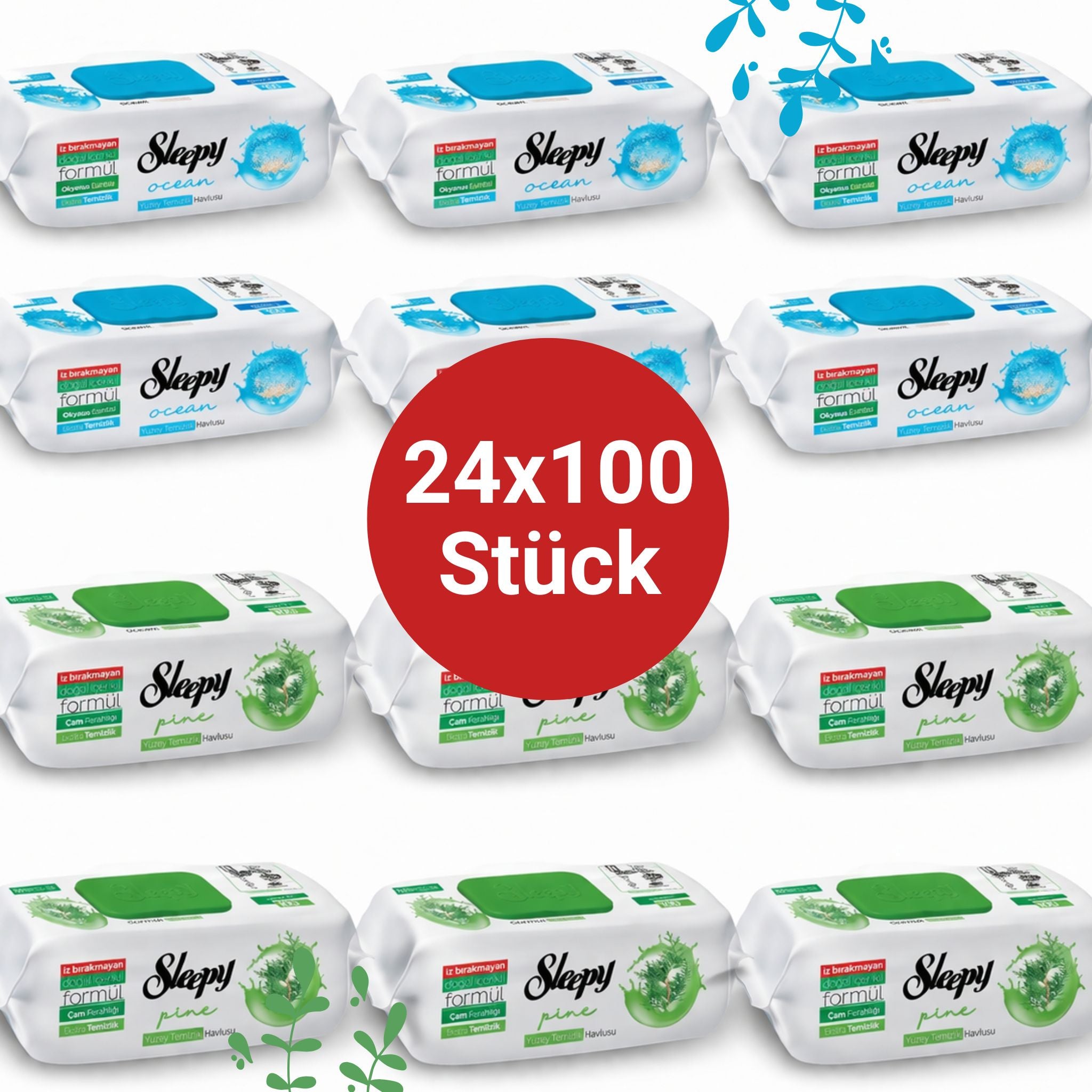 Sleepy Easy Clean Oberflächenreinigungstücher – 12x100 Pine + 12x100 Ocean | Wohnmobile & Camper
