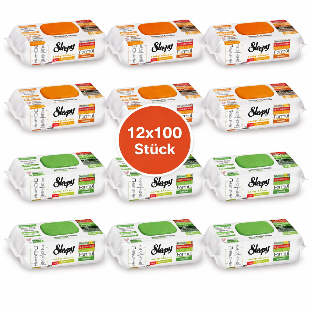 Sleepy Easy Clean Oberflächenreinigungstücher – 6x100 Anannas + 6x100 Orange | Wischpflege