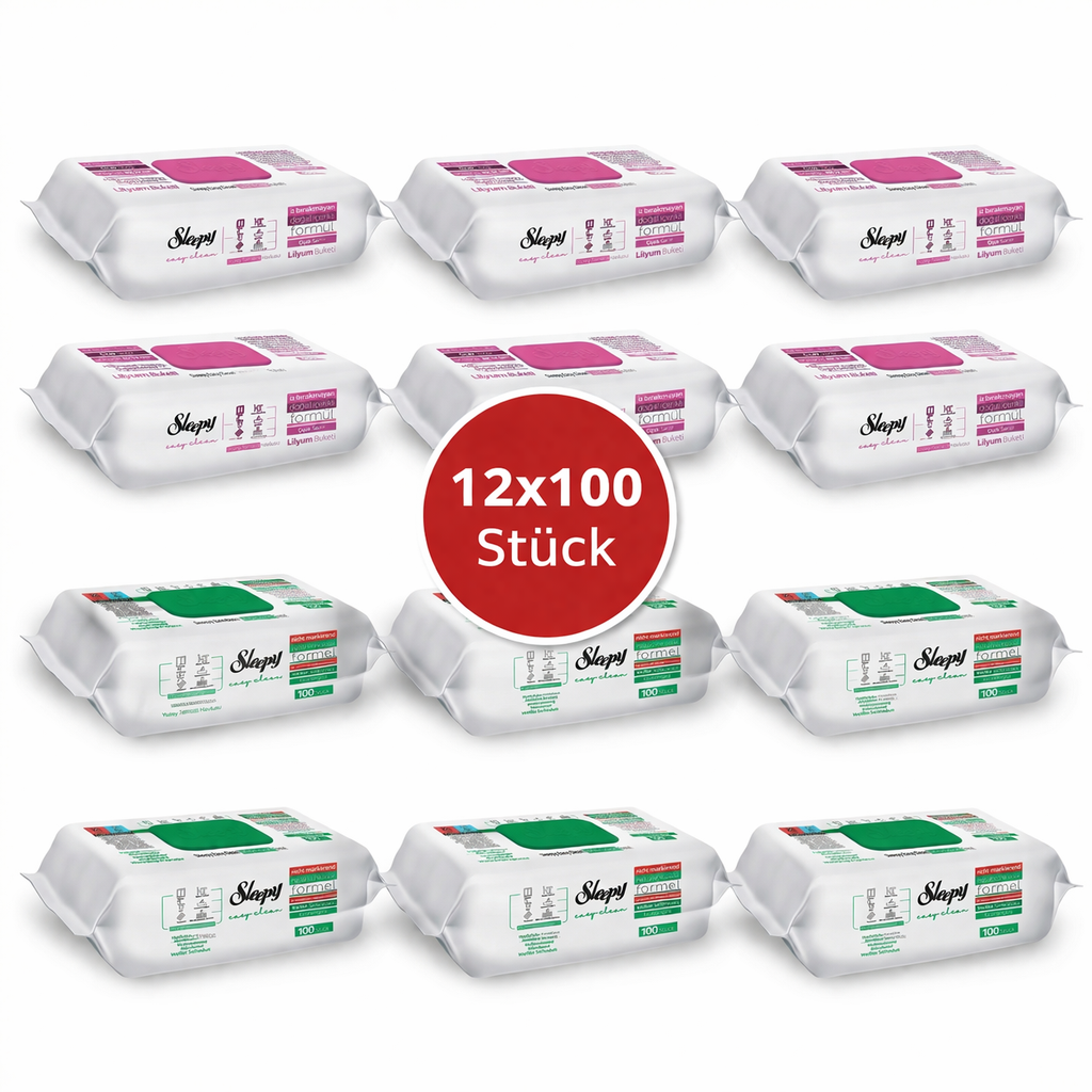 Sleepy Easy Clean Oberflächenreinigungstücher – 6x100 Lilium + 6x100 White Soap | Ohne Schrubben