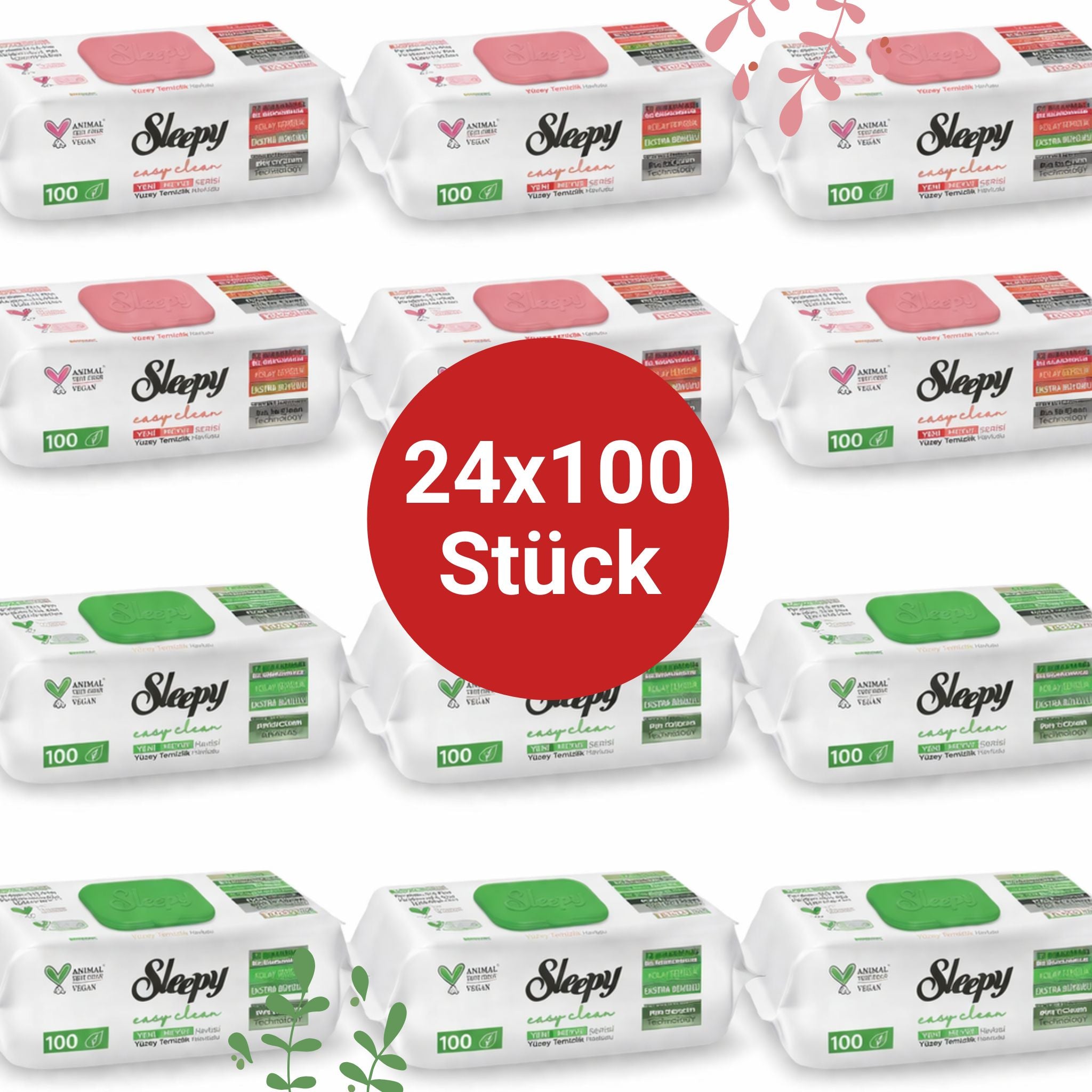 Sleepy Easy Clean Oberflächenreinigungstücher – 12x100 Anannas + 12x100 Pomelo | Hygiene für Zuhause