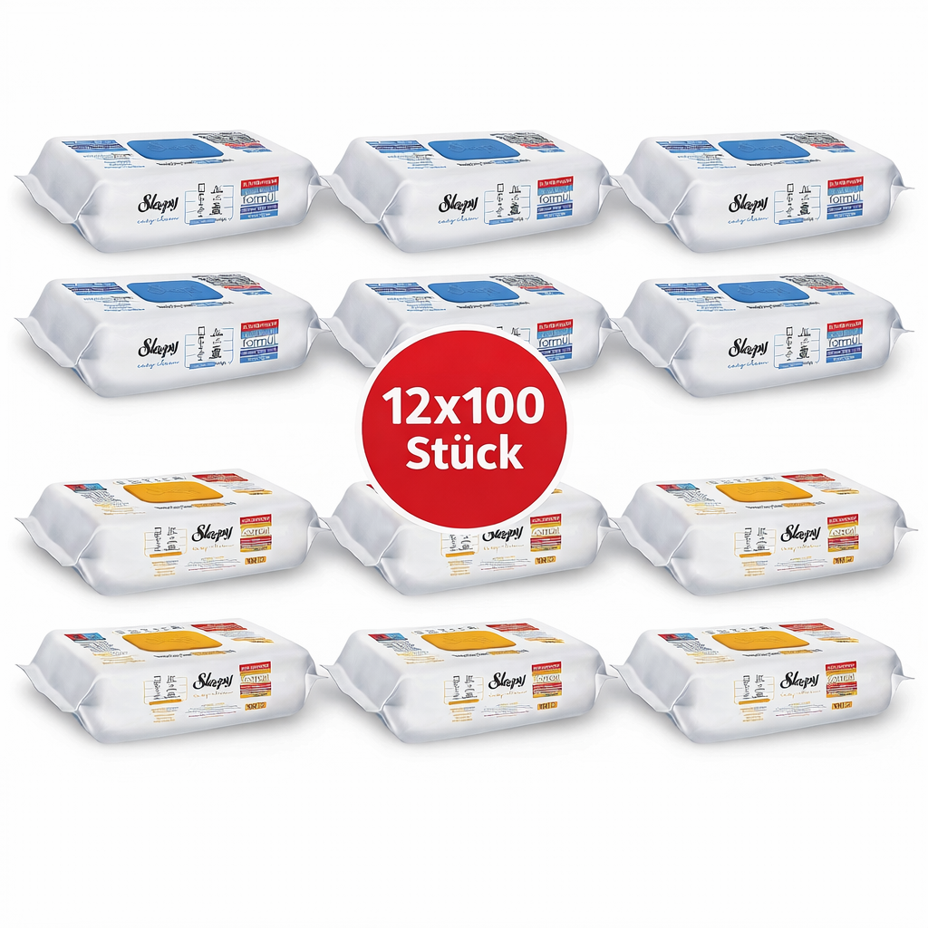 Sleepy Easy Clean Oberflächenreinigungstücher – 6x100 Gelb + 6x100 Blau | Wischpflege
