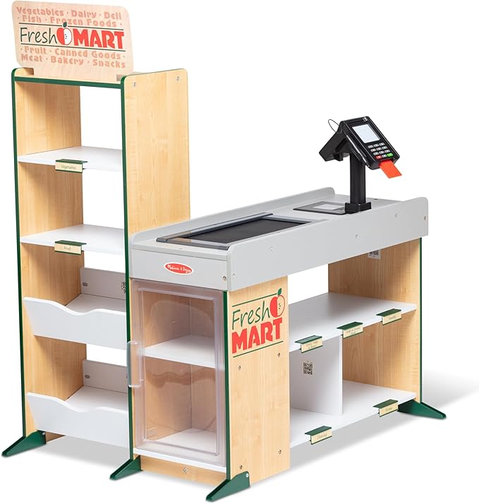 Melissa & Doug Kaufladen aus Holz - mit Förderband, Scanner, Kartenzahlung und Soundeffekten, für realistisches Rollenspiel und Förderung sozialer Fähigkeiten, für Kinder ab 3 Jahren