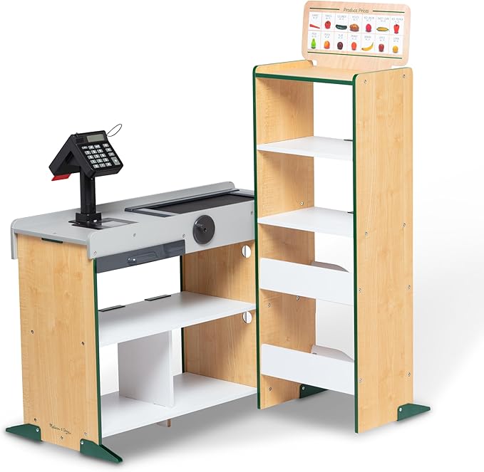 Melissa & Doug Kaufladen aus Holz - mit Förderband, Scanner, Kartenzahlung und Soundeffekten, für realistisches Rollenspiel und Förderung sozialer Fähigkeiten, für Kinder ab 3 Jahren
