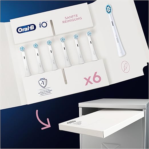 Oral-B iO Sanfte Reinigung Aufsteckbürsten – 6 Stück Ersatzbürsten