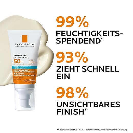 La Roche-Posay Anthelios UVMune 400 Creme LSF 50+ – Hydratisierender Sonnenschutz für trockene & empfindliche Haut, 50 ml