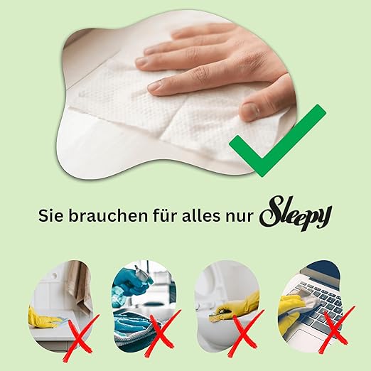 Sleepy Easy Clean Reinigungstücher mit Kräuterseifenzusatz – 6x100 Tücher (600 Blatt), Eukalyptusduft – Oberflächen-Putztücher für Küche, Bad & Haushalt