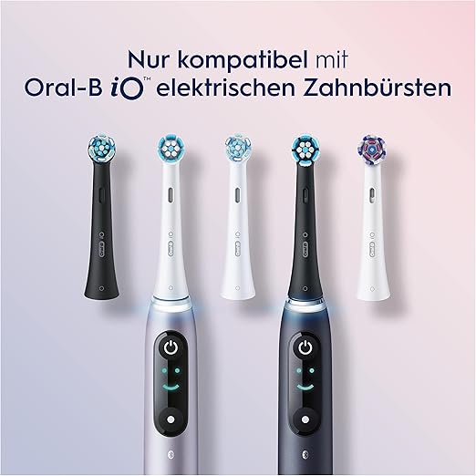 Oral-B iO Sanfte Reinigung Aufsteckbürsten – 6 Stück Ersatzbürsten Schwarz