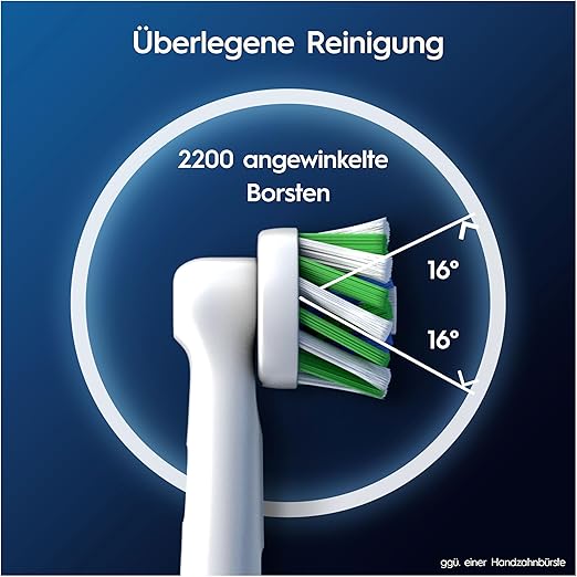 Oral-B Pro CrossAction Aufsteckbürsten für Elektrische Zahnbürste Überlegene Zahnreinigung, Ersatzbürsten mit Innovativen X-Borsten, Zahnbürstenaufsatz Weiß, 8 Stück